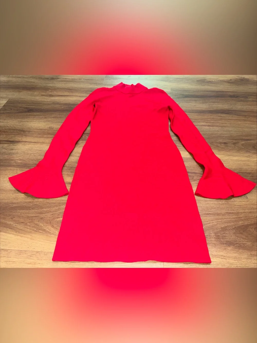 Michael Kors Sweater Dress Women Size Small Red Mock Neck Bell Sleeve